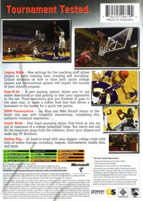 ESPN College Hoops 2K5 (USA) box cover back